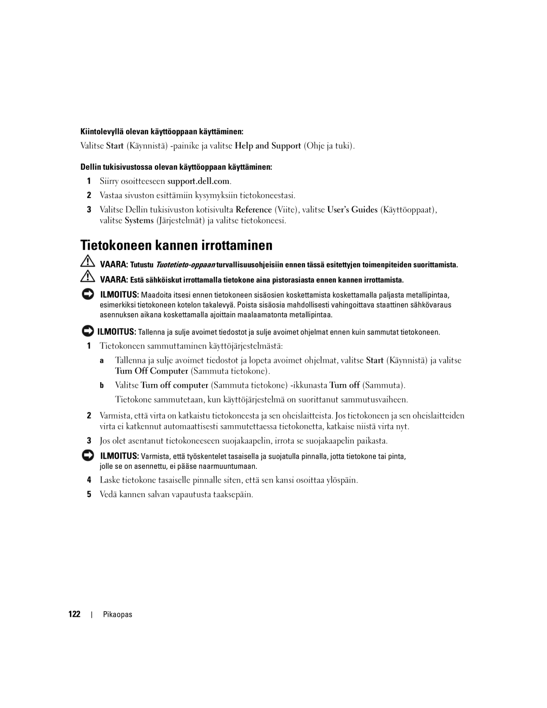 Dell DCTA manual Tietokoneen kannen irrottaminen 