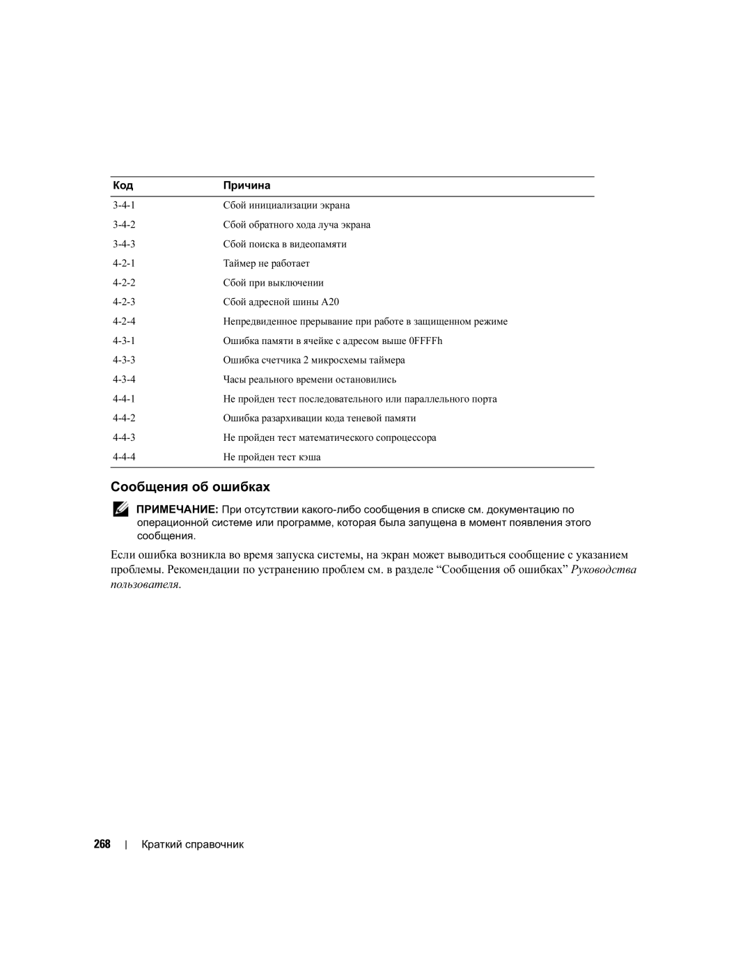 Dell DCTA manual Сообщения об ошибках 