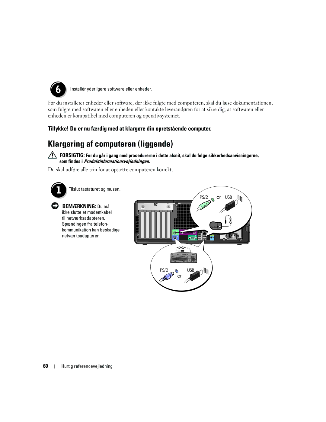 Dell DCTA manual Klargøring af computeren liggende 