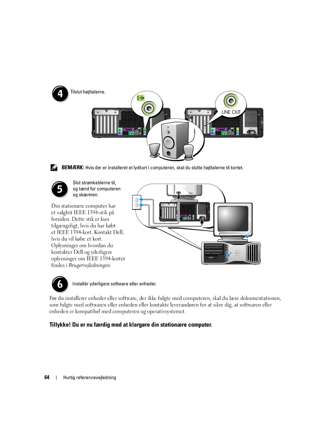 Dell DCTA manual Tilslut højttalerne 