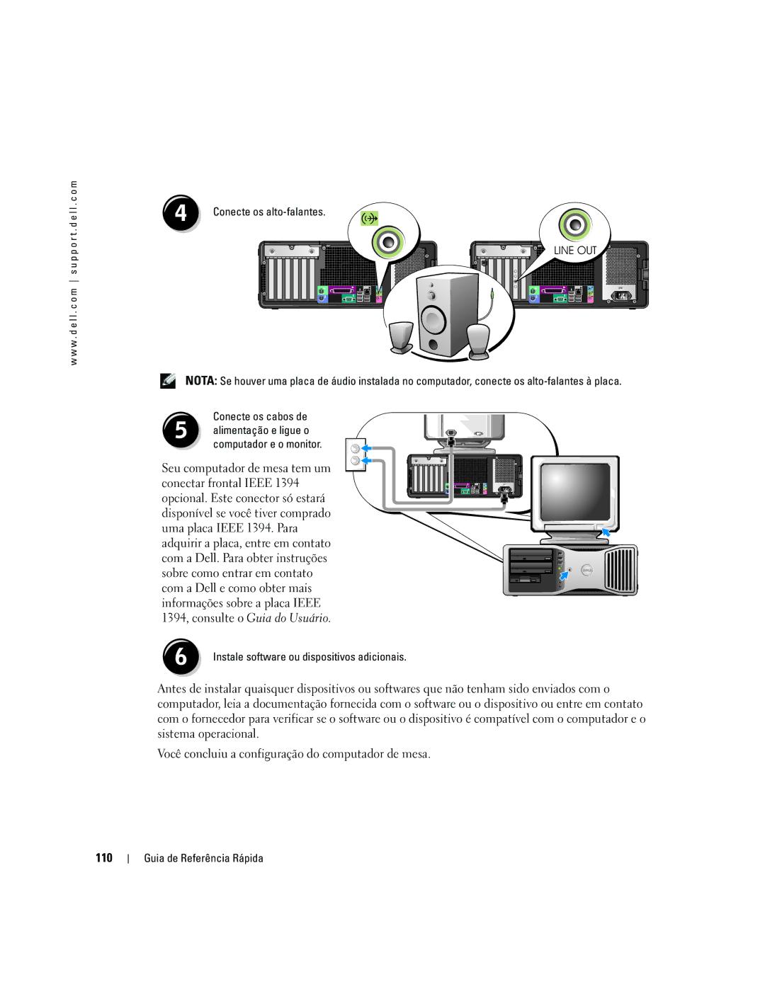 Dell DCTA manual Você concluiu a configuração do computador de mesa 110, Instale software ou dispositivos adicionais 