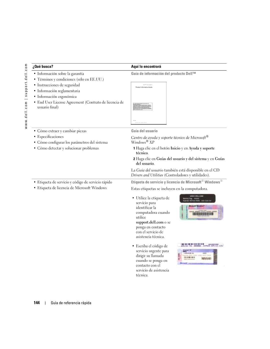 Dell DCTA manual 144, Guía de información del producto Dell, Guía del usuario 