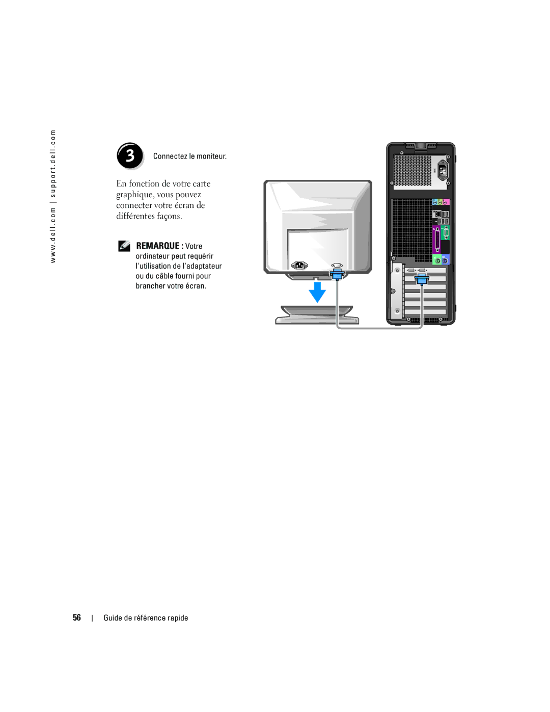 Dell DCTA manual Connectez le moniteur 