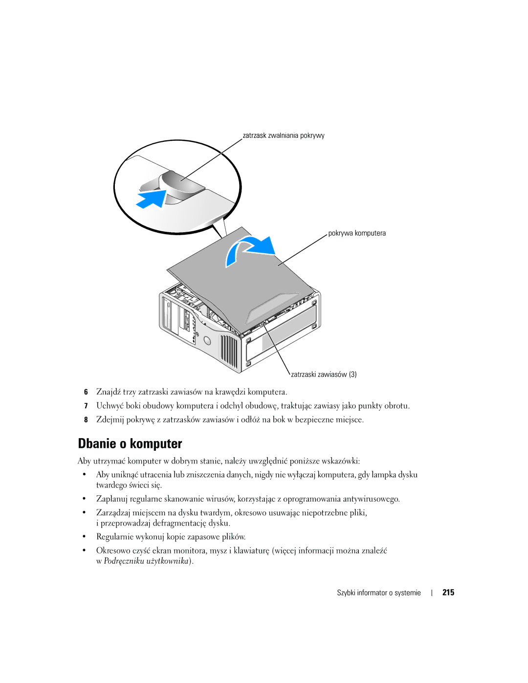 Dell DCTA manual Dbanie o komputer, 215 