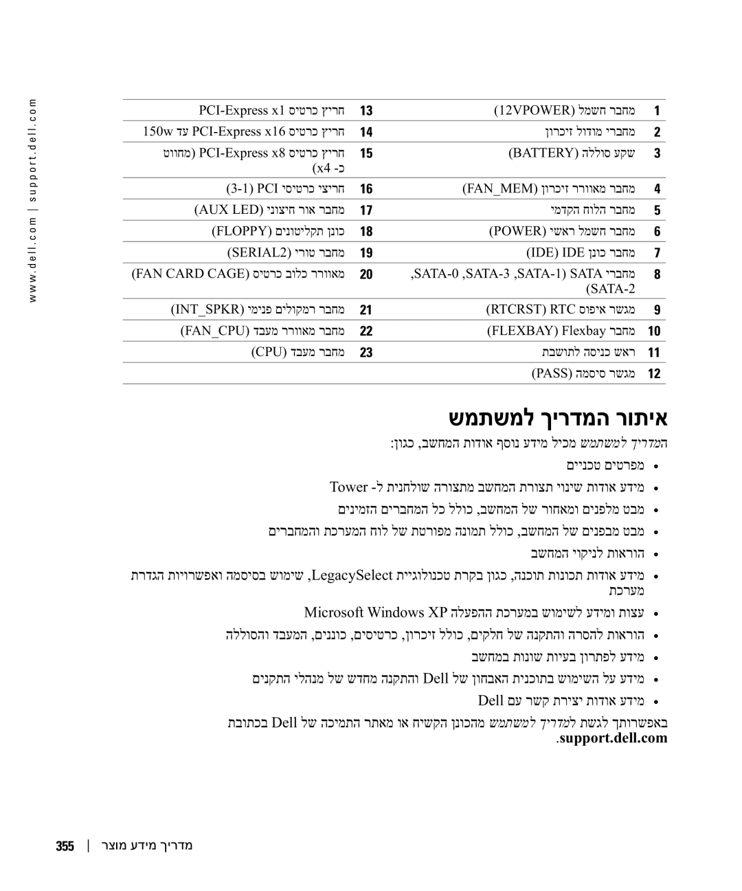 Dell DCTA manual שמתשמל ךירדמה רותיא, 355 רצומ עדימ ךירדמ 