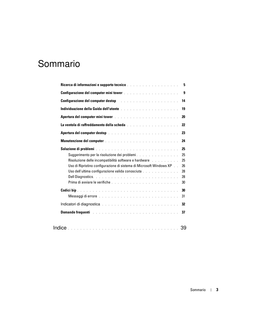 Dell dell precision workstation 370 systems manual Individuazione della Guida dellutente, Sommario 