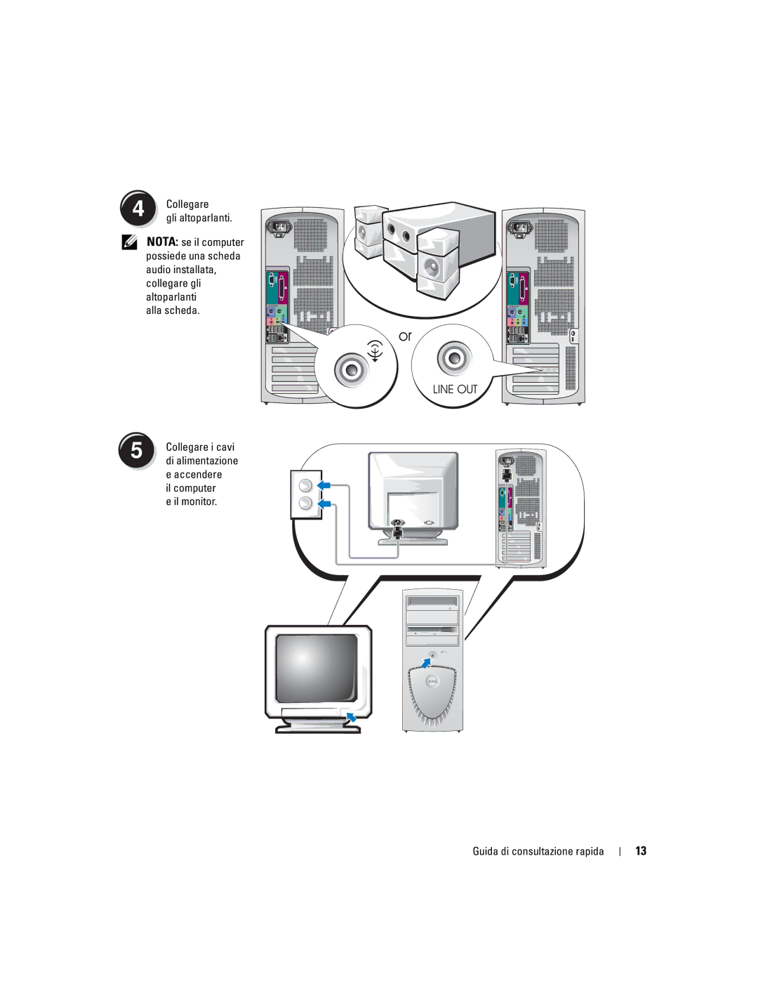 Dell dell precision workstation 370 systems manual Collegare Gli altoparlanti, Alla scheda 