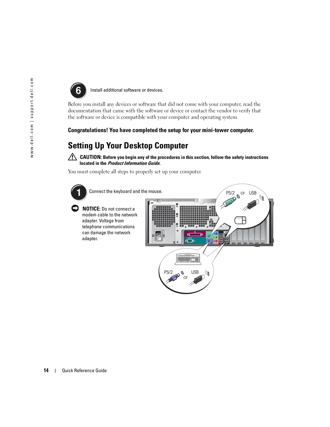 Dell dell precision workstation 370 systems Setting Up Your Desktop Computer, Located in the Product Information Guide 