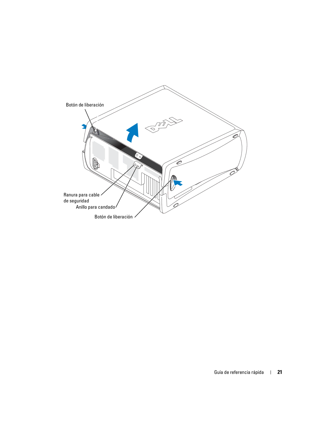 Dell dell precision workstation 370 systems manual Botón de liberación 