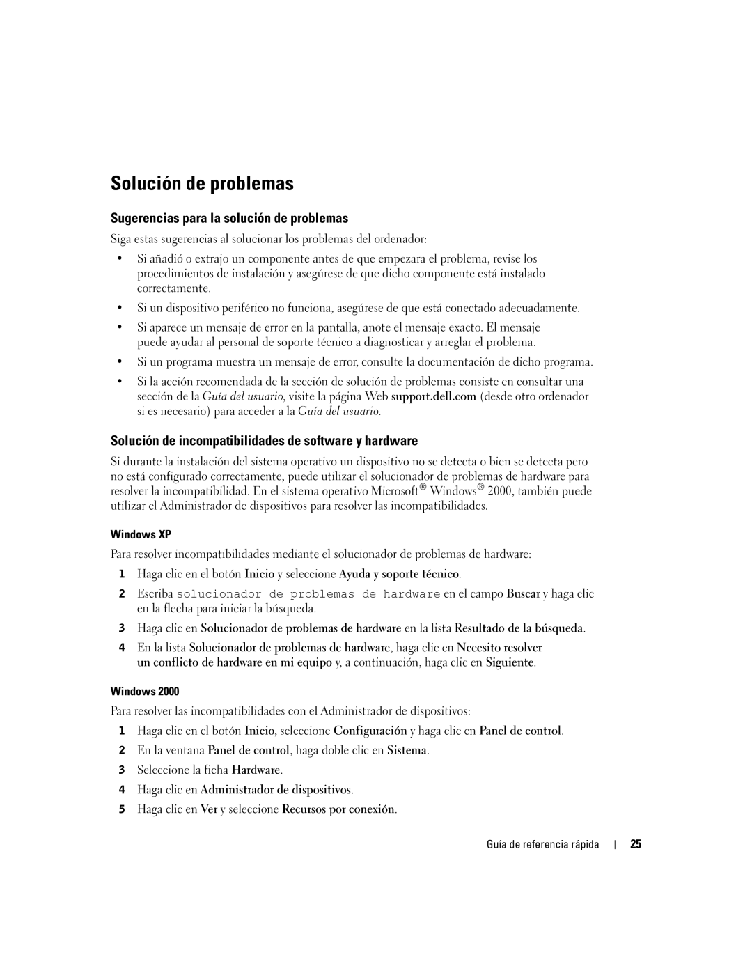 Dell dell precision workstation 370 systems manual Solución de problemas, Sugerencias para la solución de problemas 