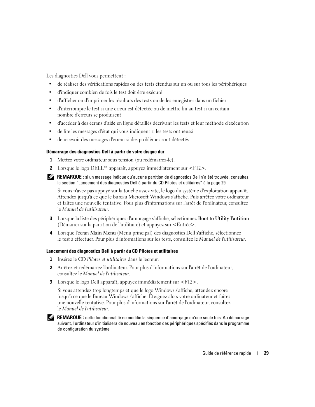 Dell dell precision workstation 370 systems manual Démarrage des diagnostics Dell à partir de votre disque dur 