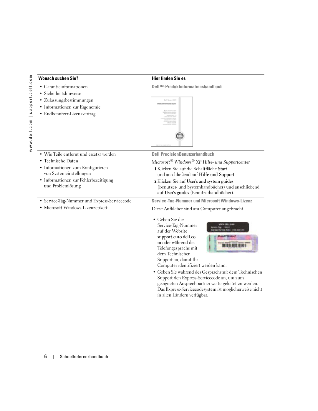 Dell dell precision workstation 370 systems manual Dell-Produktinformationshandbuch, Dell PrecisionBenutzerhandbuch 