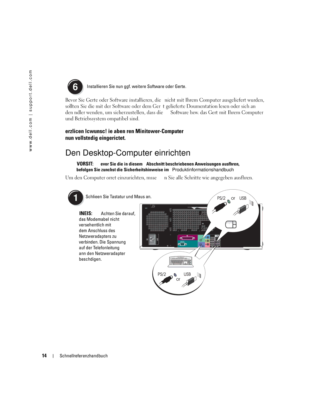 Dell dell precision workstation 370 systems manual Den Desktop-Computer einrichten 