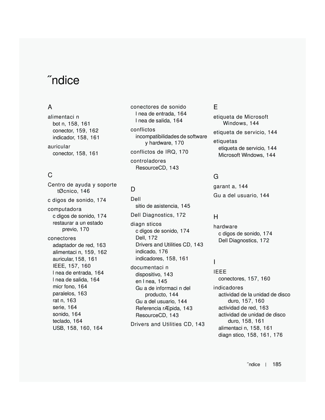 Dell dell precision workstation manual 185, Índice 