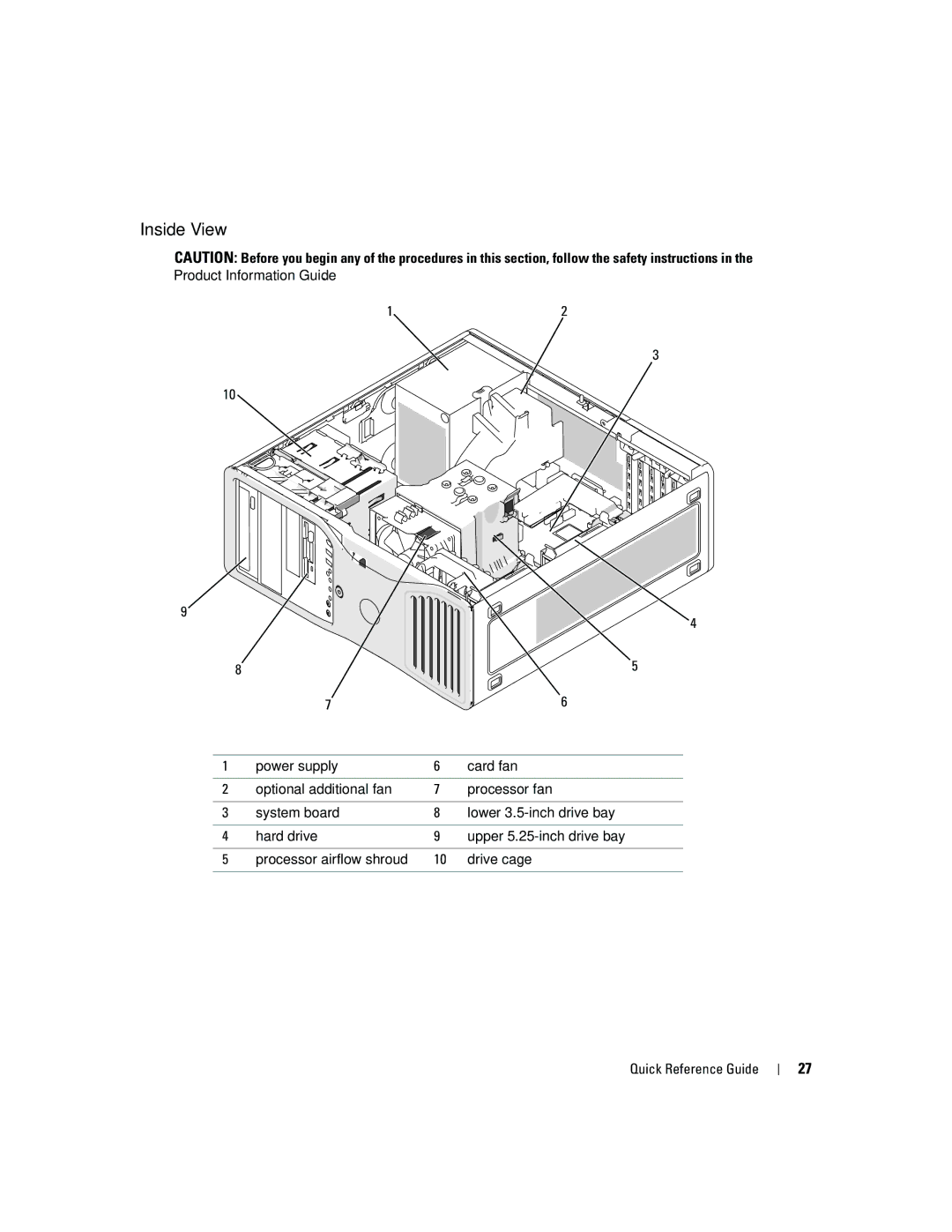 Dell dell precision workstation manual Inside View 