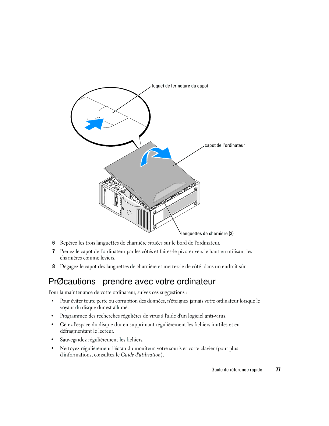 Dell dell precision workstation manual Précautions à prendre avec votre ordinateur 