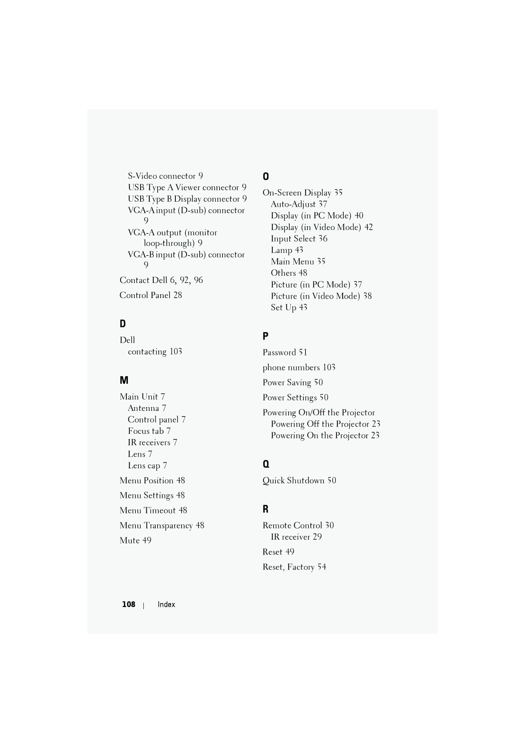 Dell dell projector manual Index 