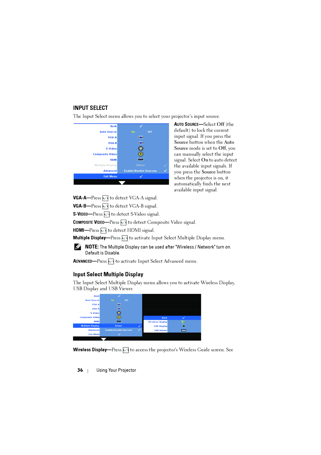 Dell dell projector manual Input Select Multiple Display 