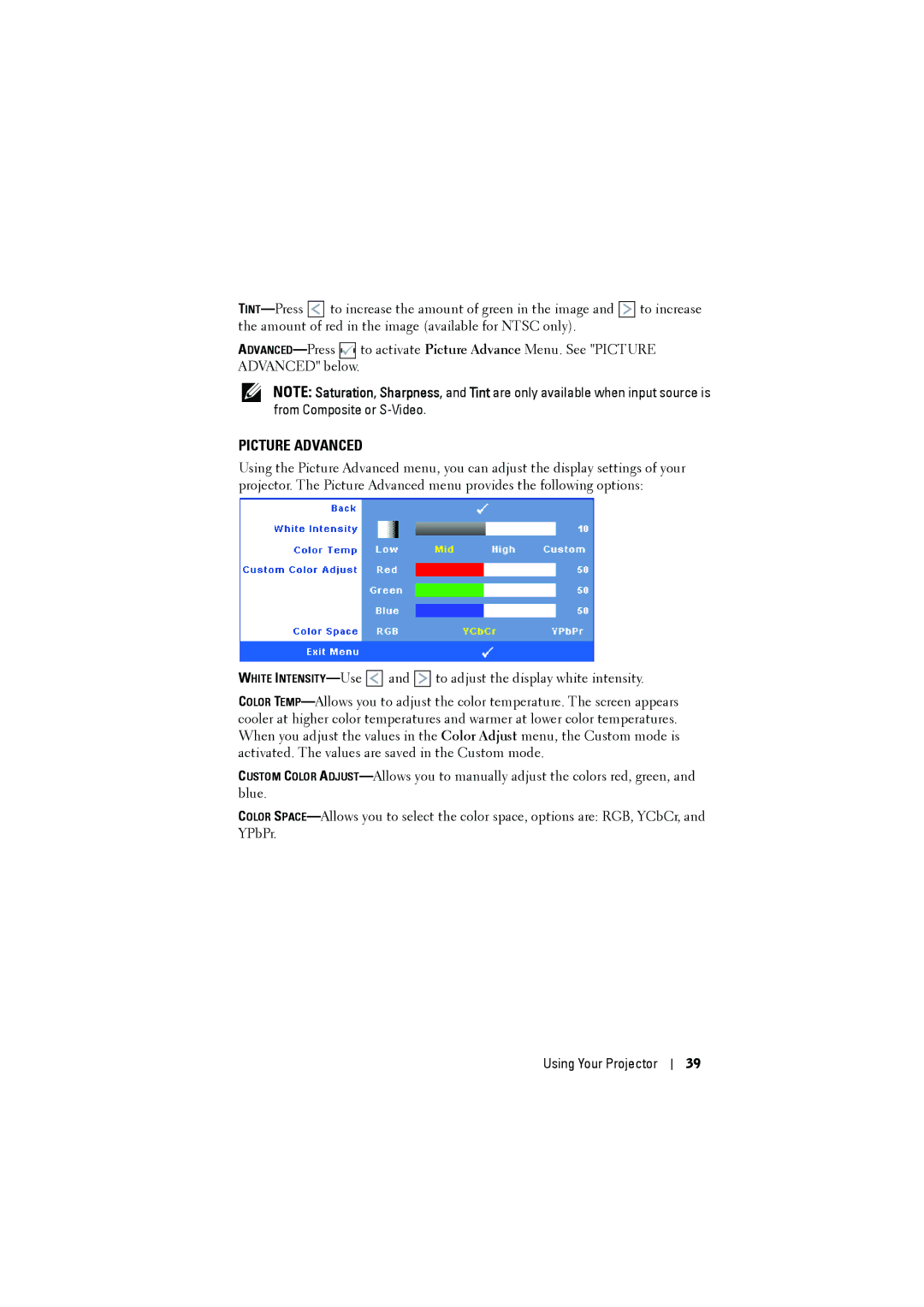 Dell dell projector manual Picture Advanced 