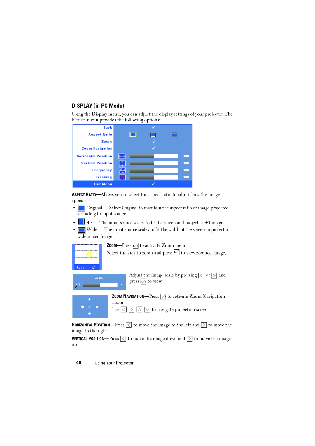 Dell dell projector manual Display in PC Mode 