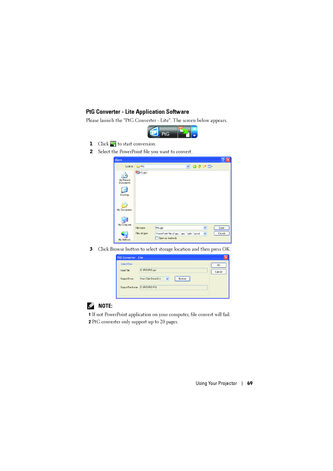 Dell dell projector manual PtG Converter Lite Application Software 