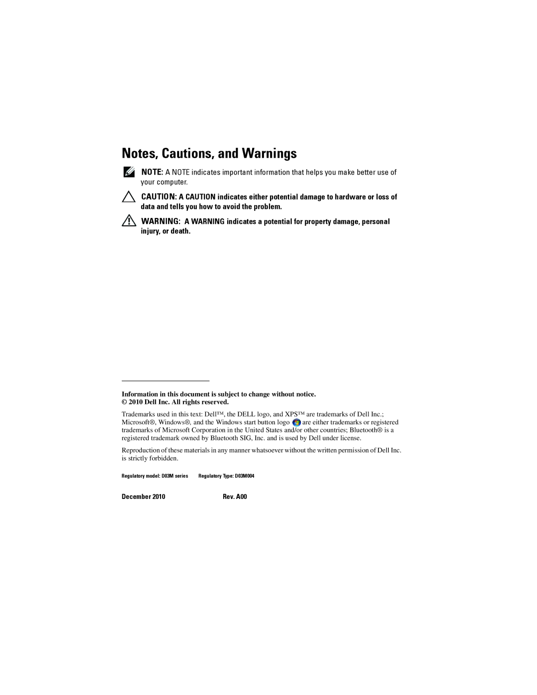 Dell Dell XPS 8300 service manual December Rev. A00 