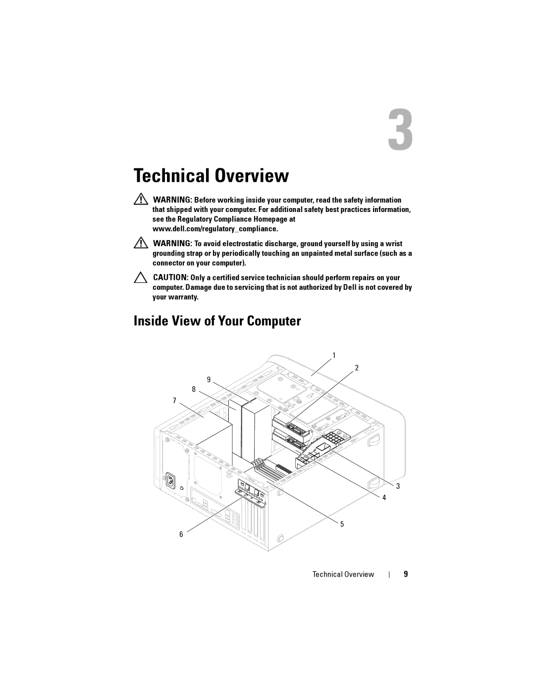 Dell Dell XPS 8300 service manual Technical Overview, Inside View of Your Computer 