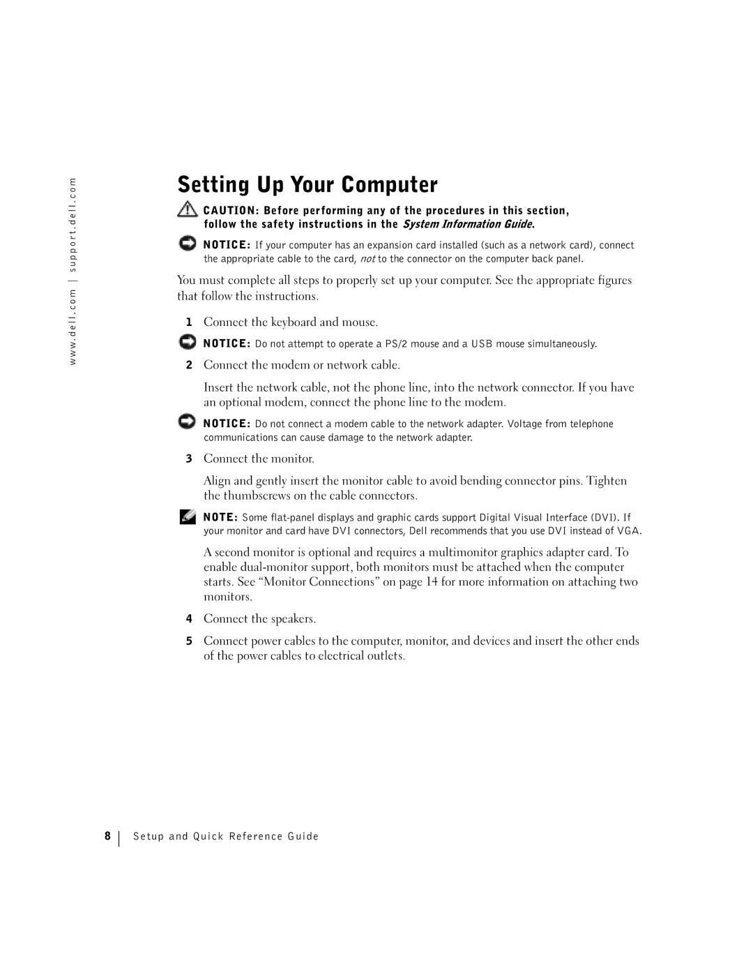 Dell dell manual Setting Up Your Computer 