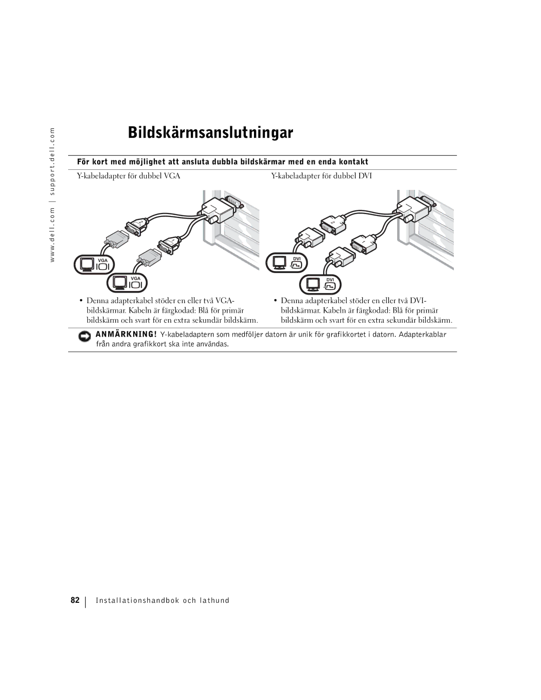 Dell dell manual Bildskärmsanslutningar 