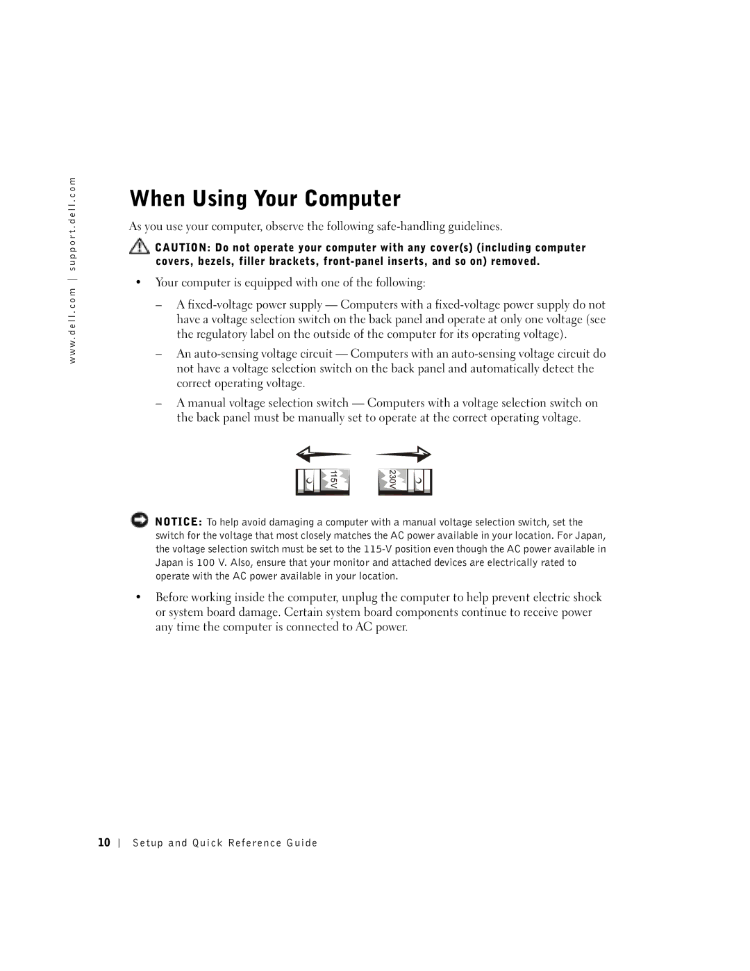 Dell DHM, DHP manual When Using Your Computer 