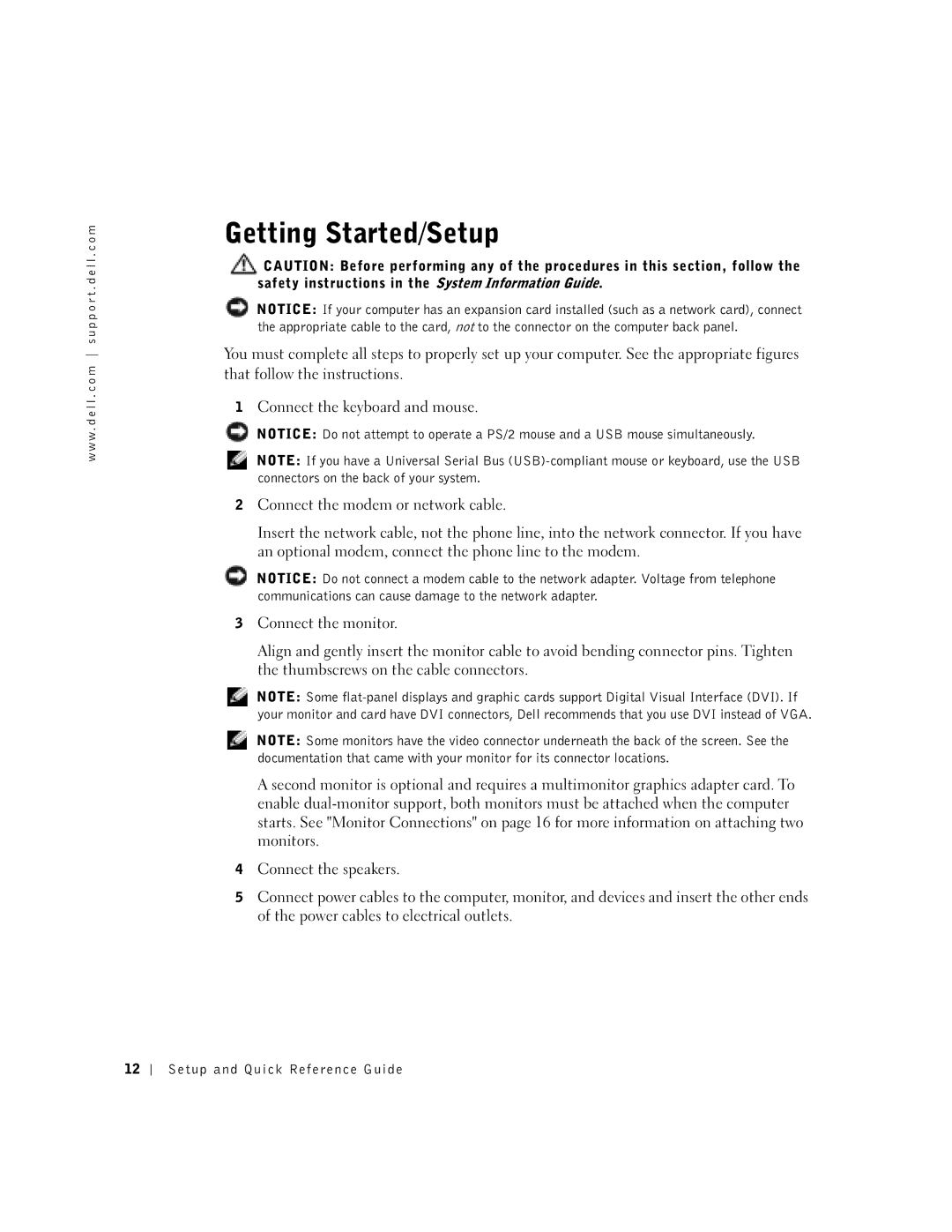 Dell DHM, DHP manual Getting Started/Setup 