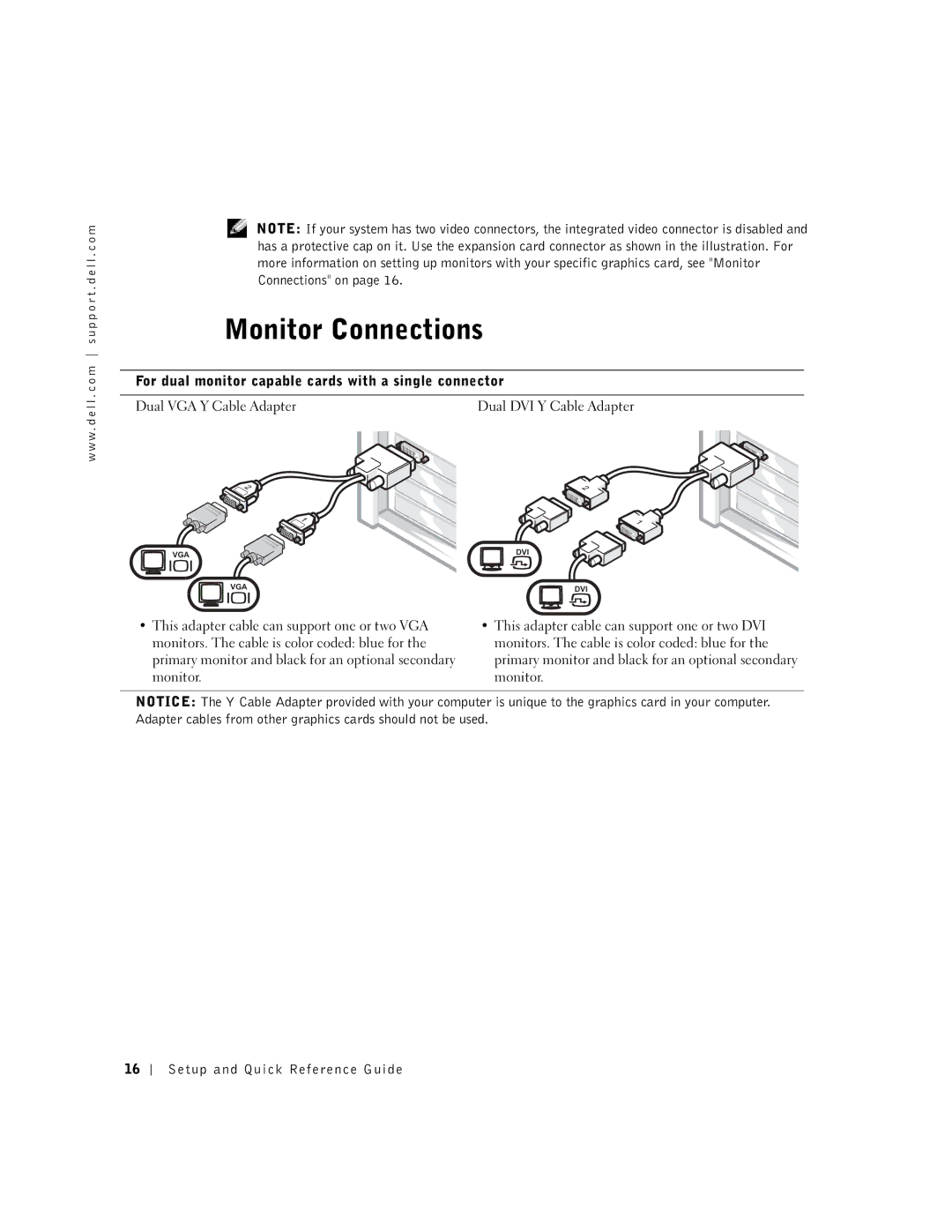 Dell DHM, DHP manual Monitor Connections 