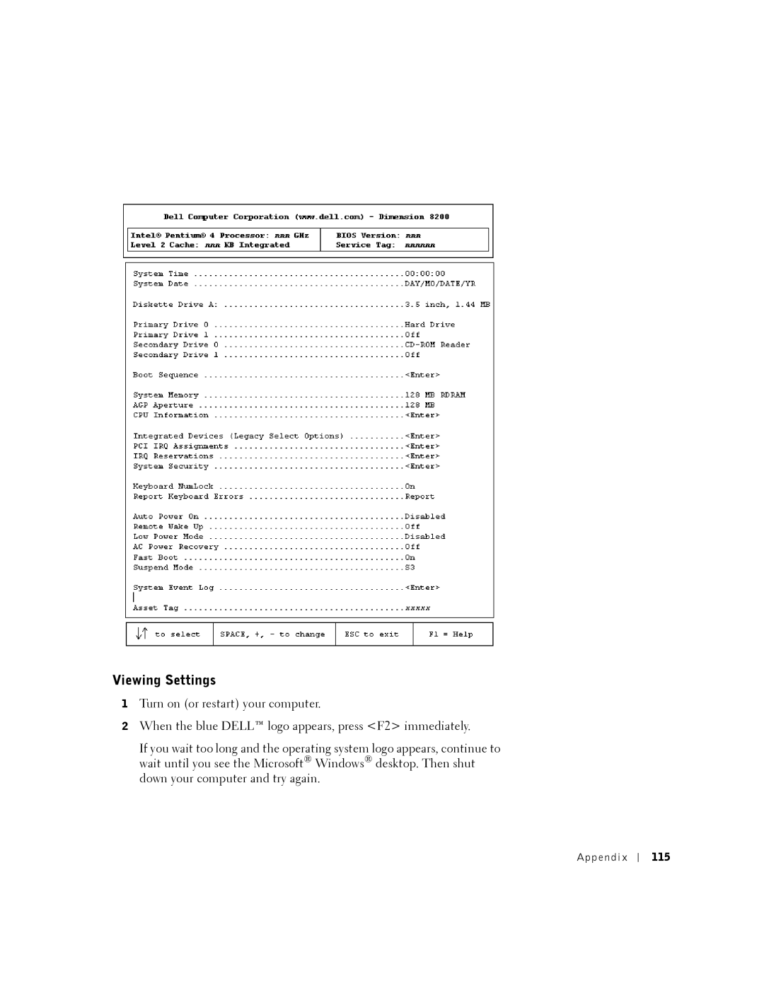 Dell K0004, DHM manual Viewing Settings, 115 