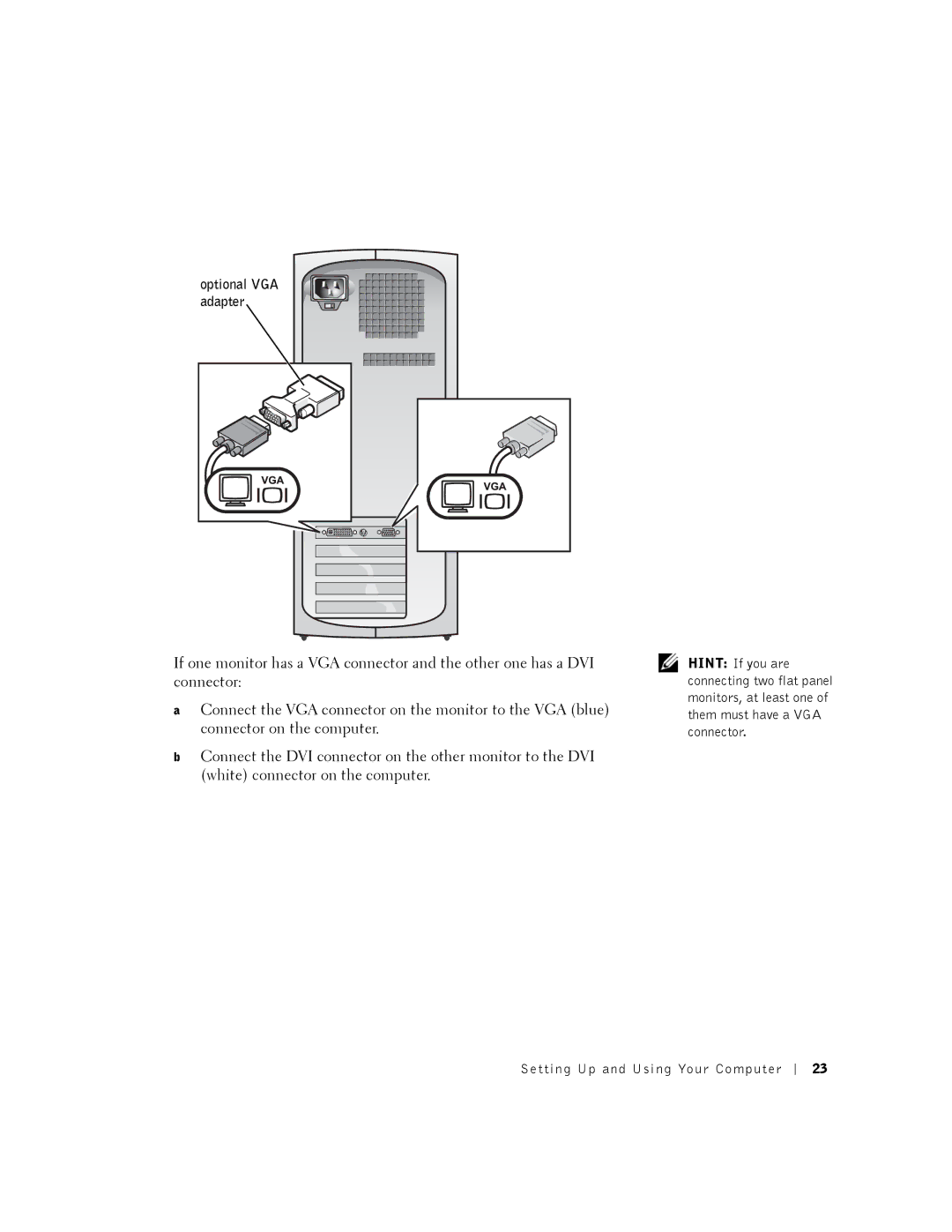 Dell K0004, DHM manual Optional VGA adapter 