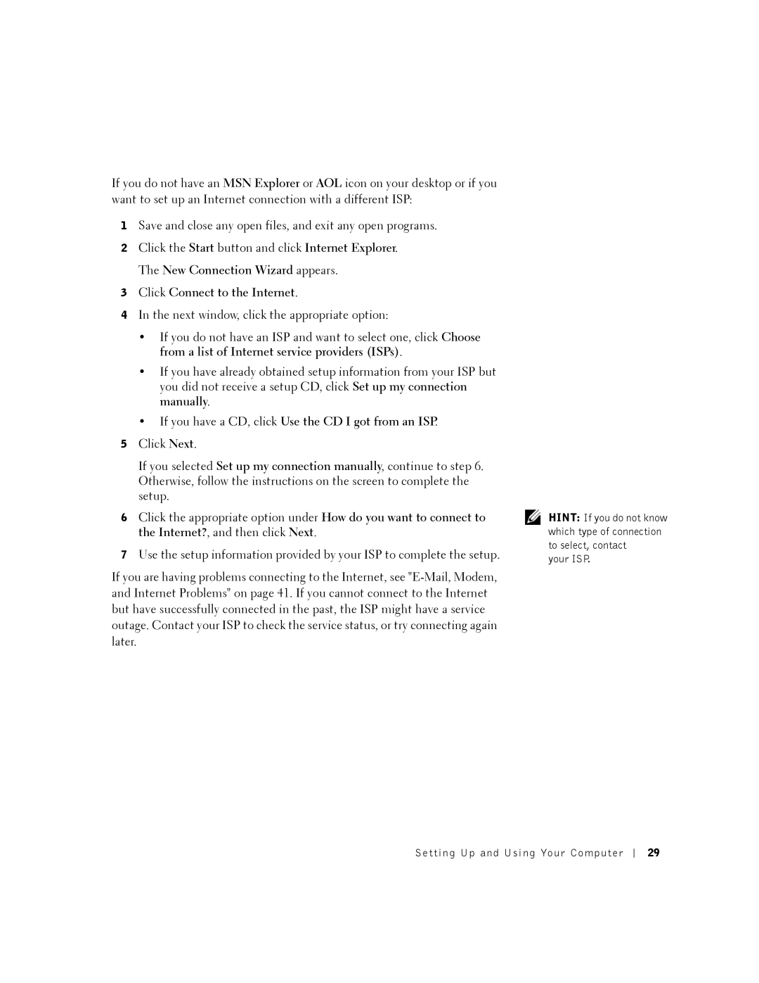 Dell K0004, DHM manual Click Connect to the Internet 