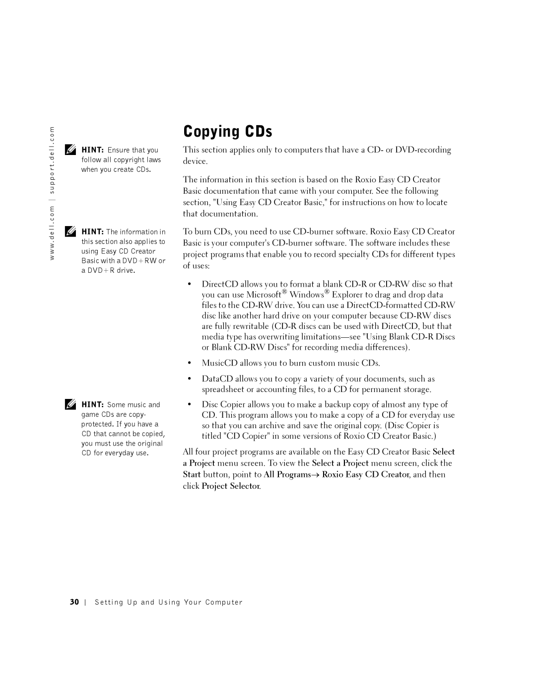 Dell DHM, K0004 manual Copying CDs 