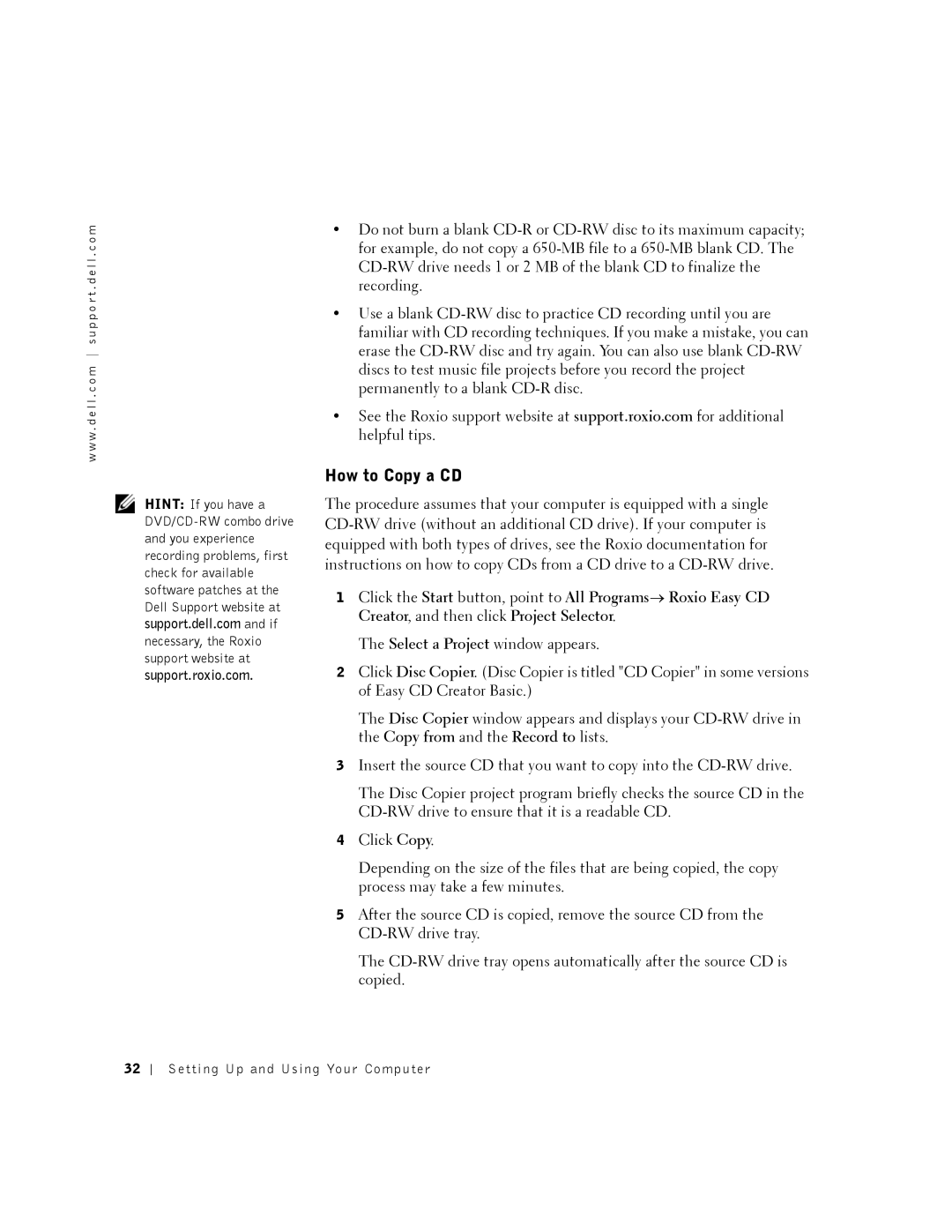 Dell DHM, K0004 manual How to Copy a CD 