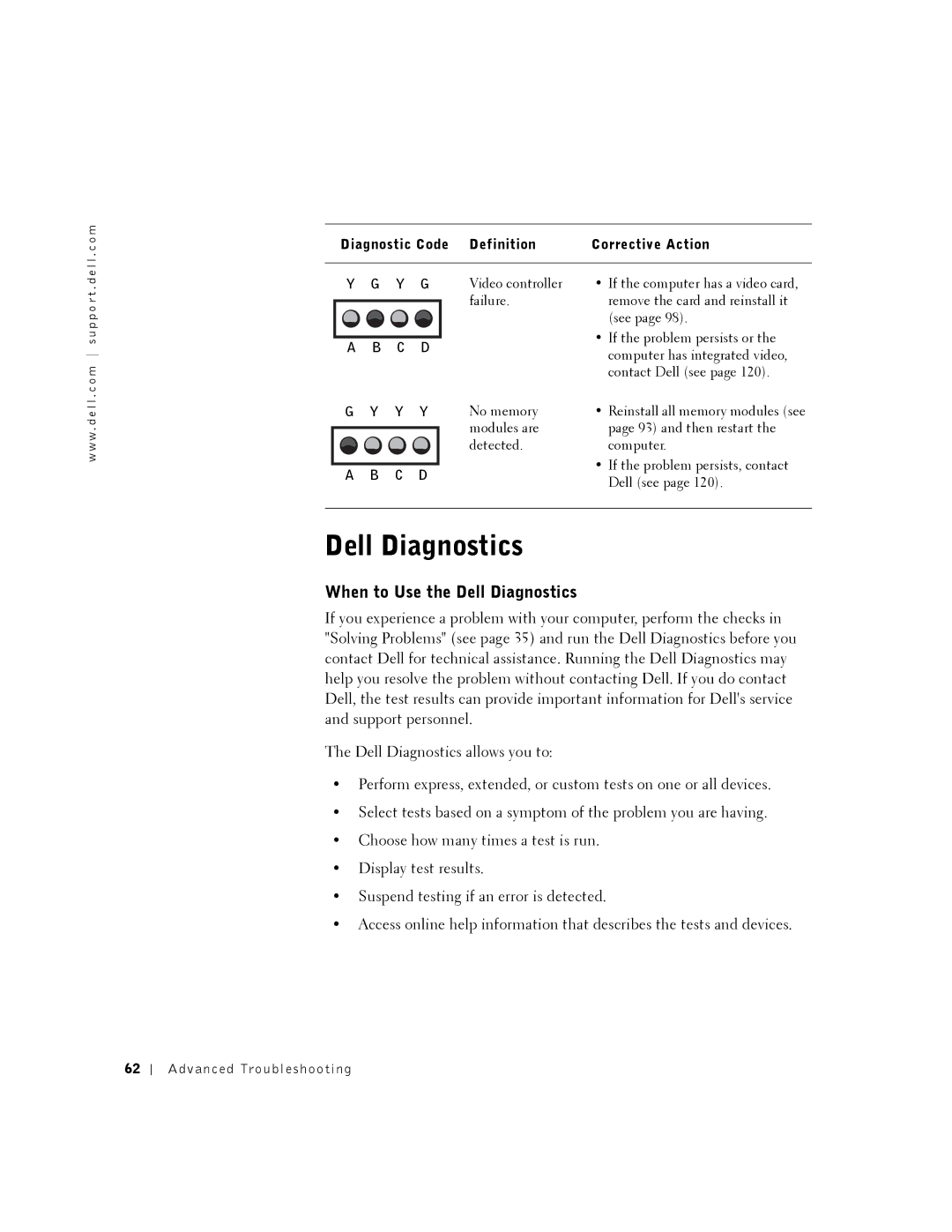 Dell DHM, K0004 manual When to Use the Dell Diagnostics 