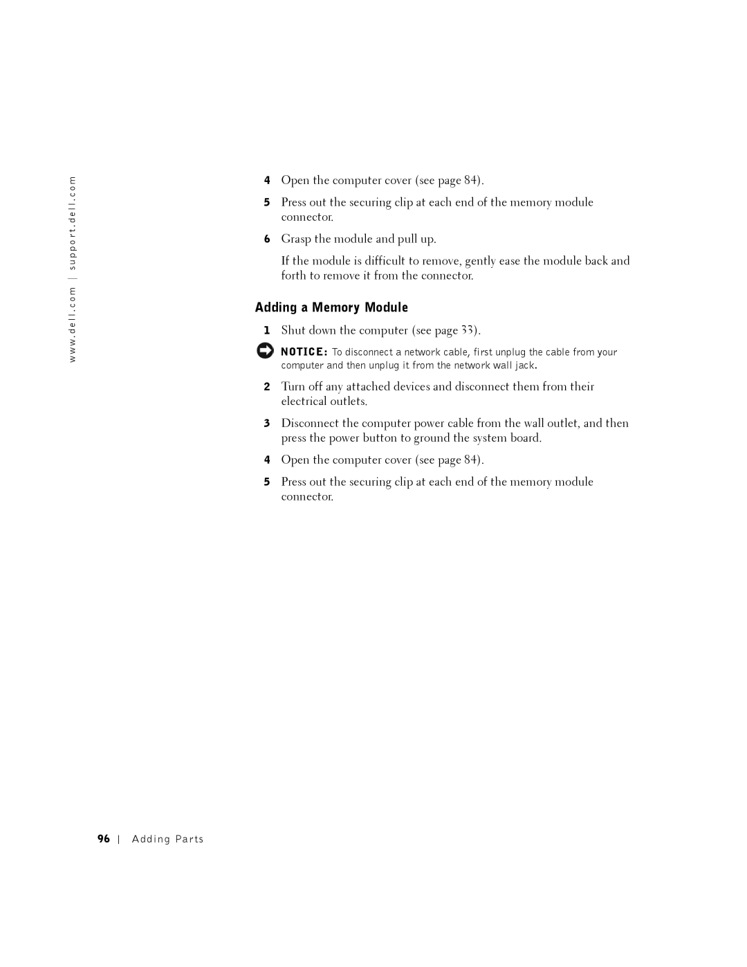 Dell DHM, K0004 manual Adding a Memory Module 