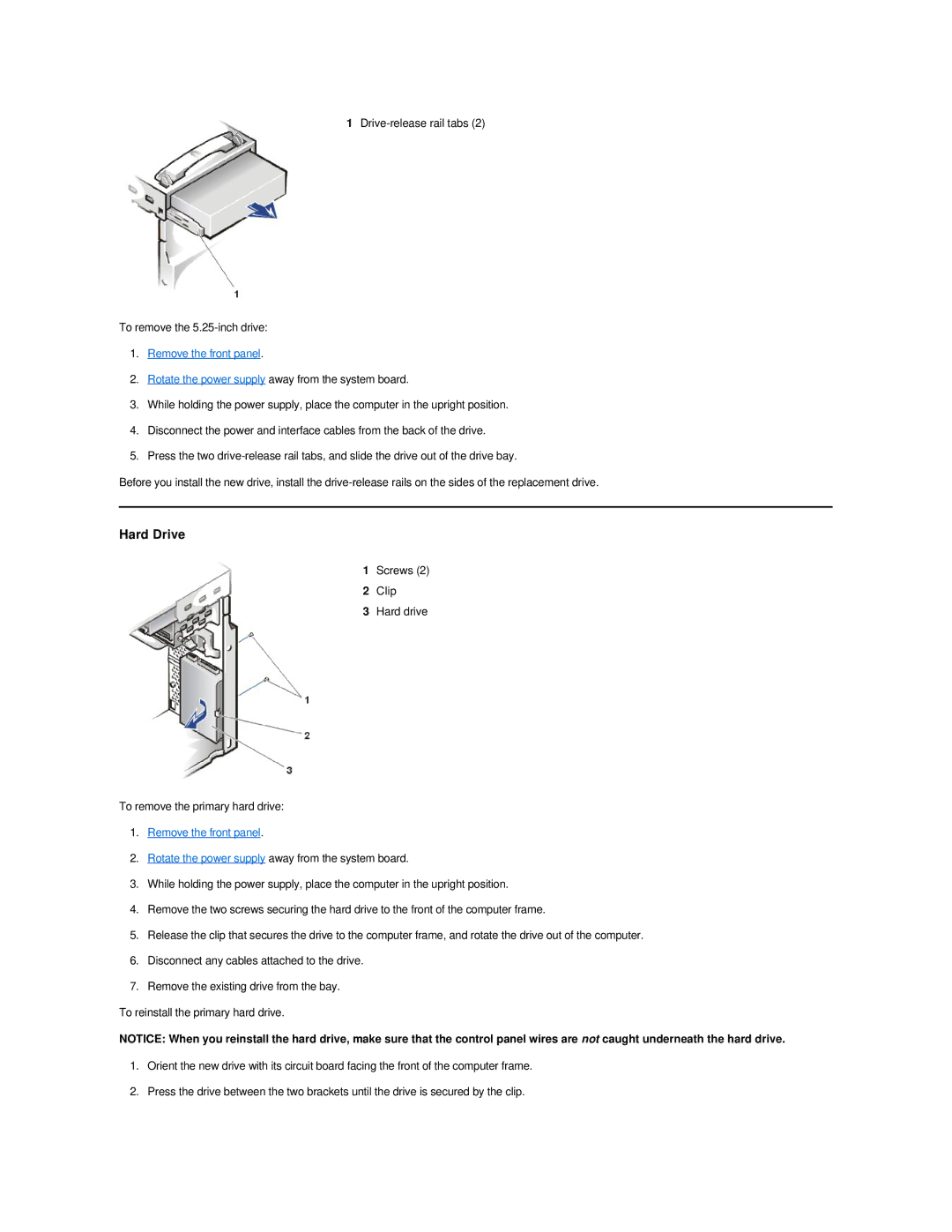 Dell Dimension 2100 technical specifications Hard Drive 