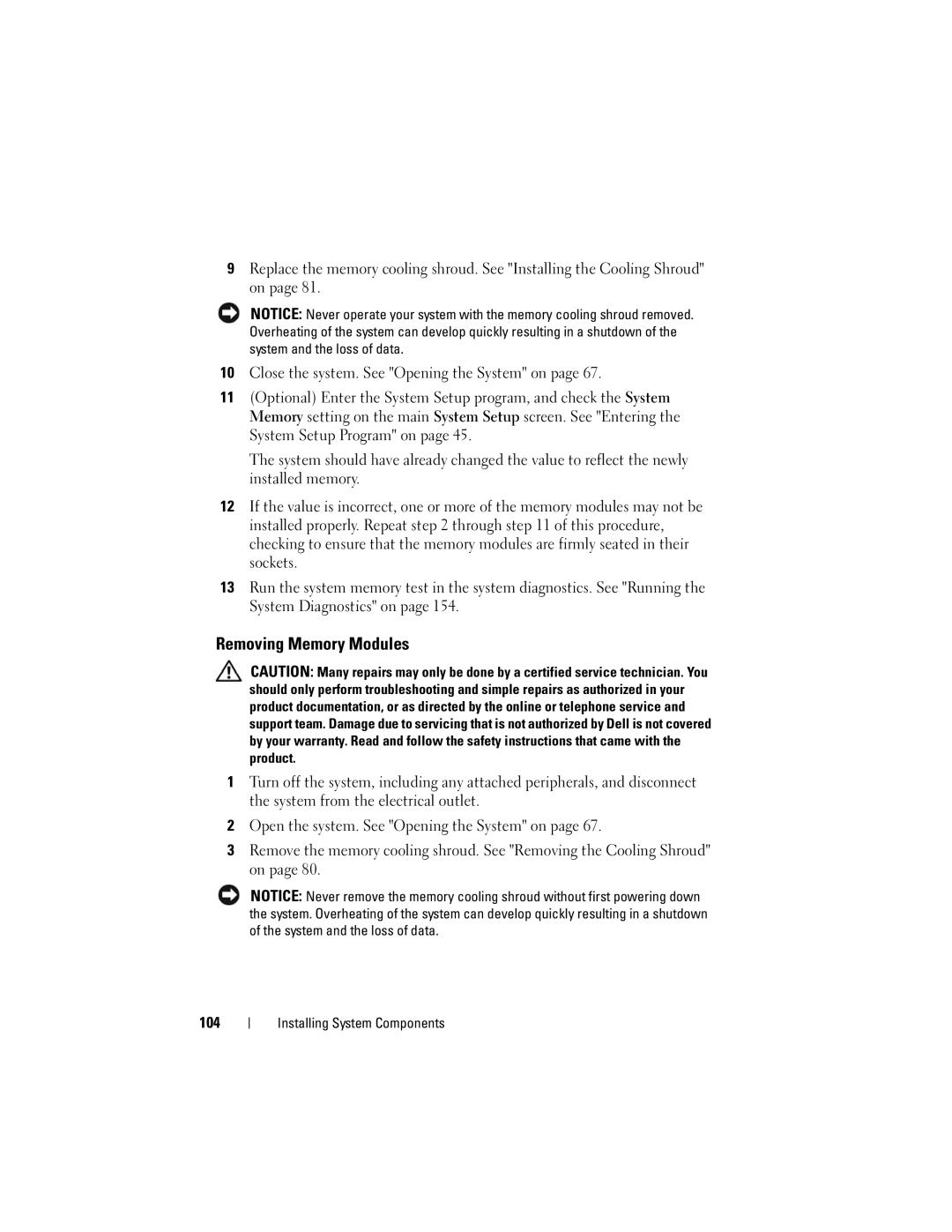 Dell DL2000 owner manual Removing Memory Modules 