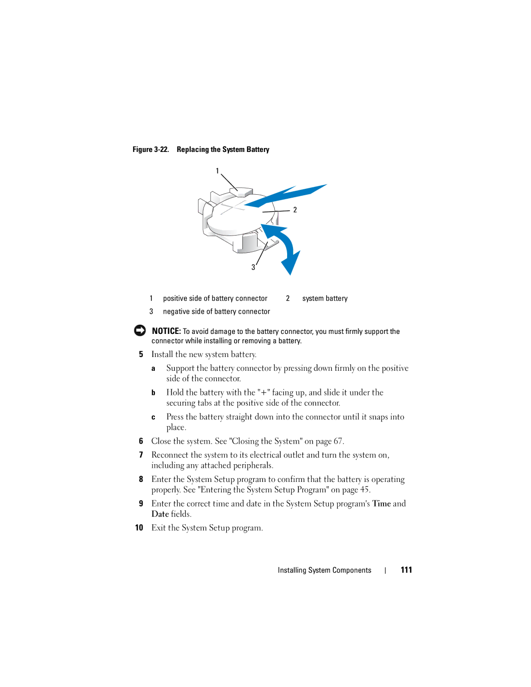 Dell DL2000 owner manual 111, Negative side of battery connector 