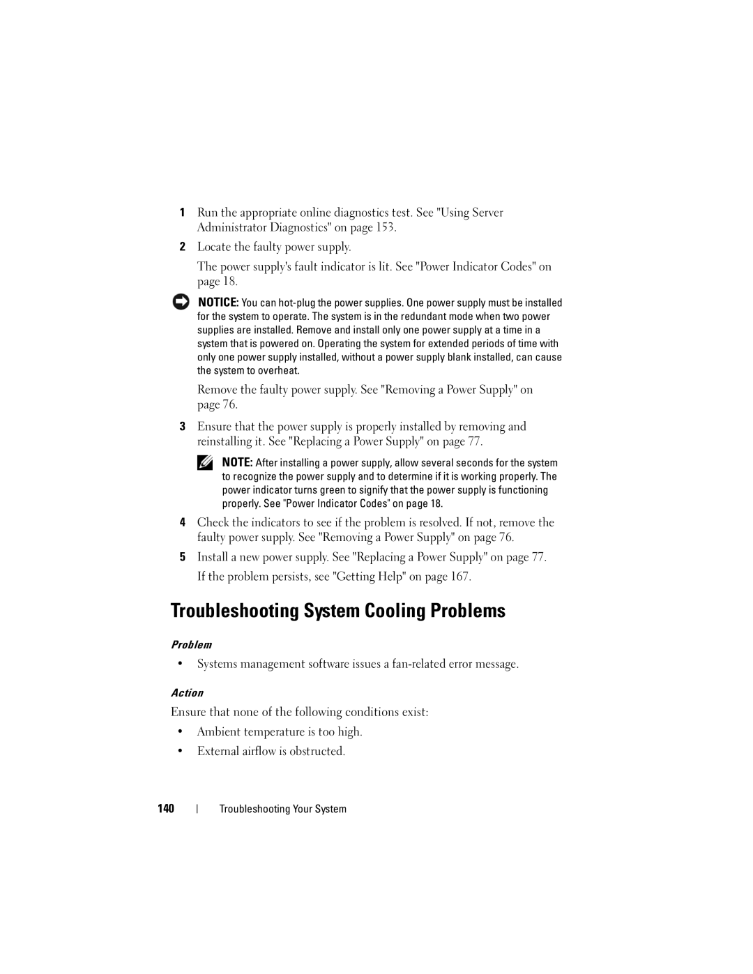 Dell DL2000 owner manual Troubleshooting System Cooling Problems 