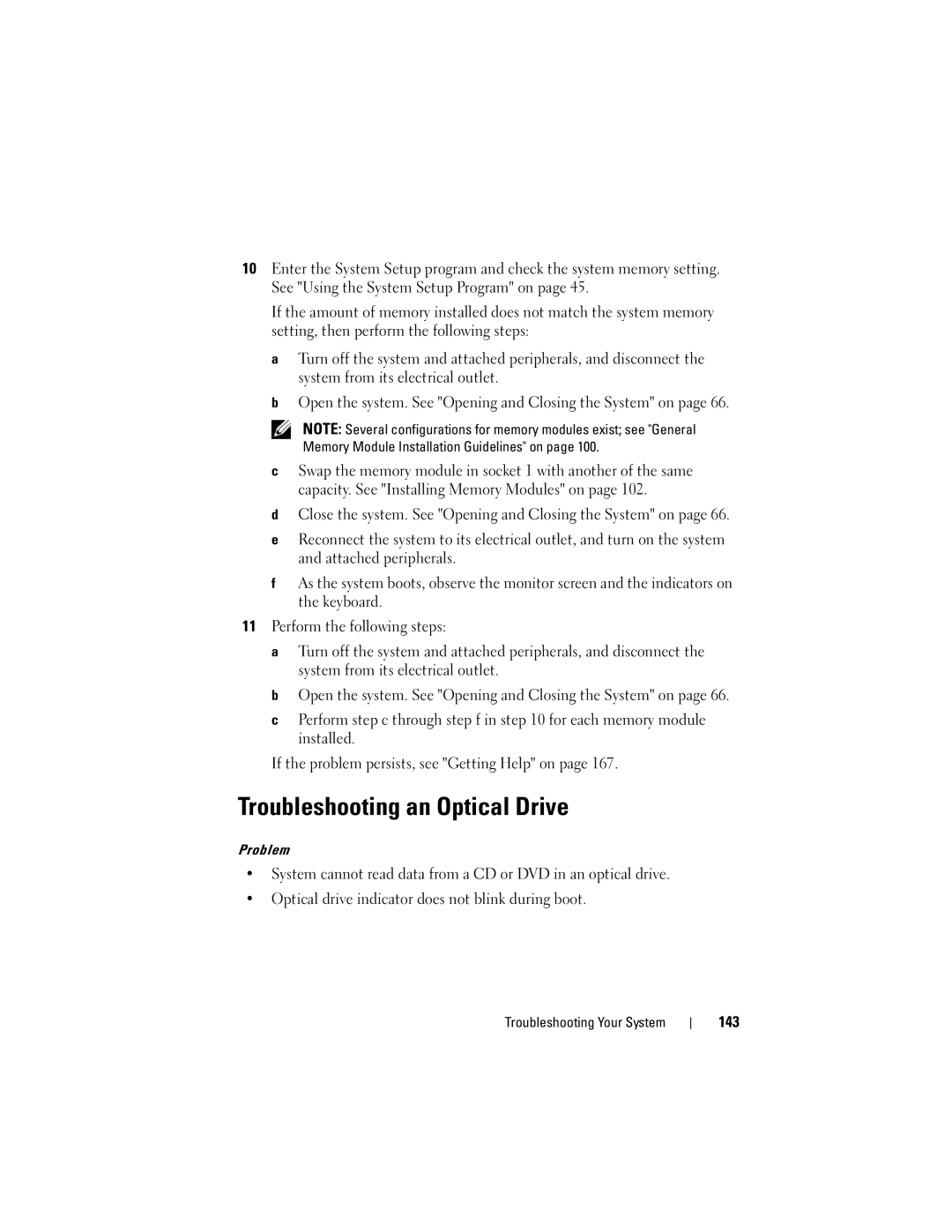 Dell DL2000 owner manual Troubleshooting an Optical Drive, 143 