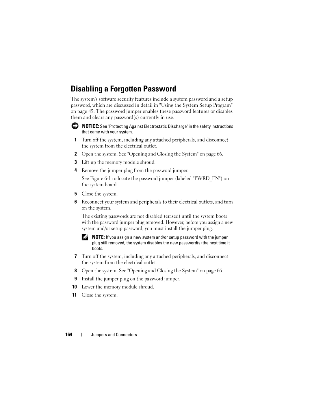 Dell DL2000 owner manual Disabling a Forgotten Password 