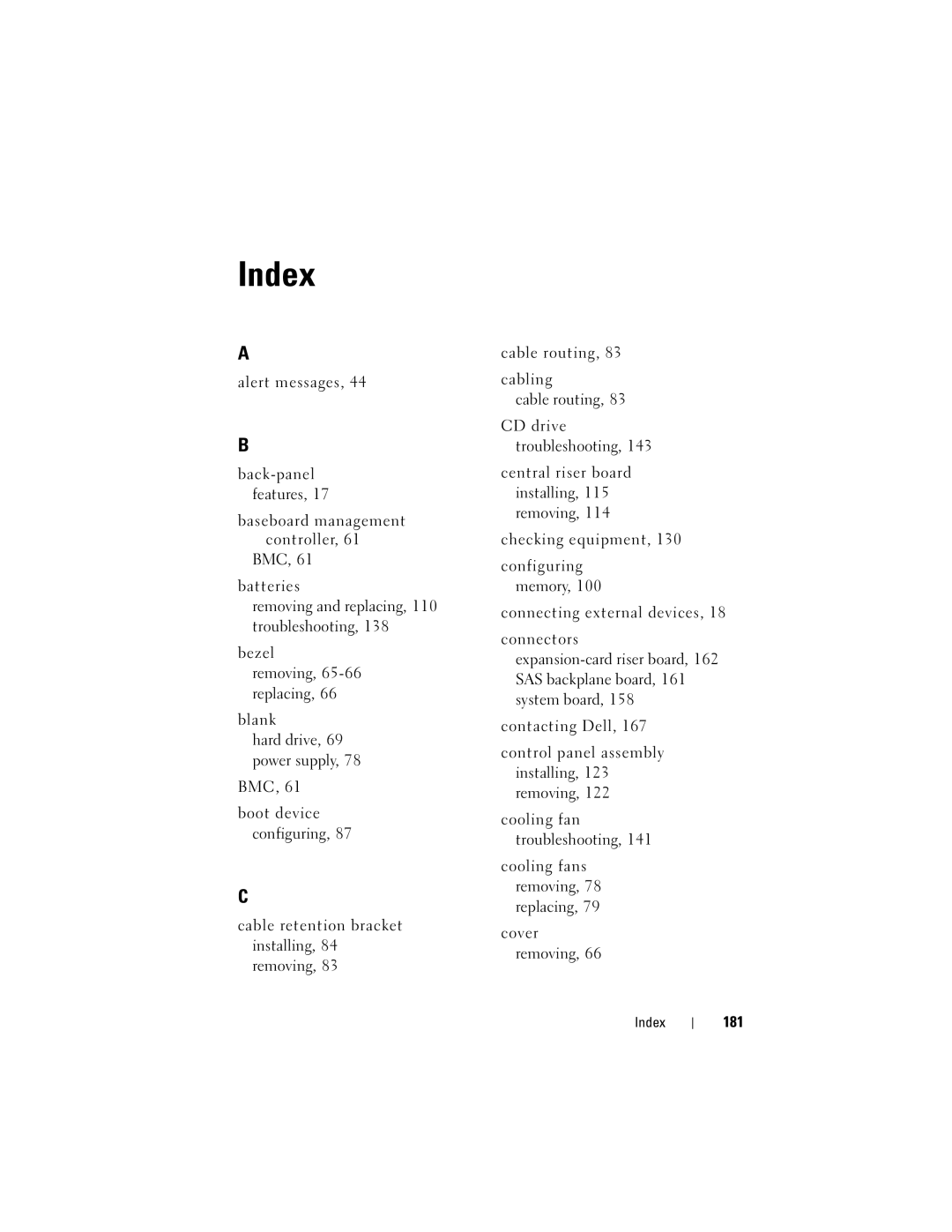 Dell DL2000 owner manual 181, Index 