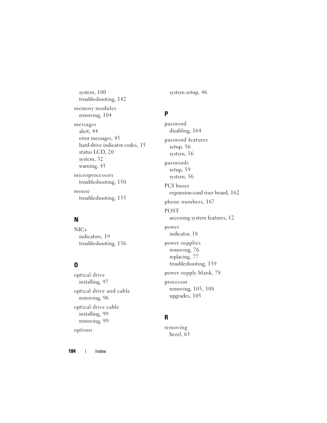 Dell DL2000 owner manual Post, 184 