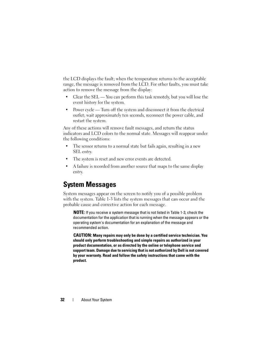 Dell DL2000 owner manual System Messages 