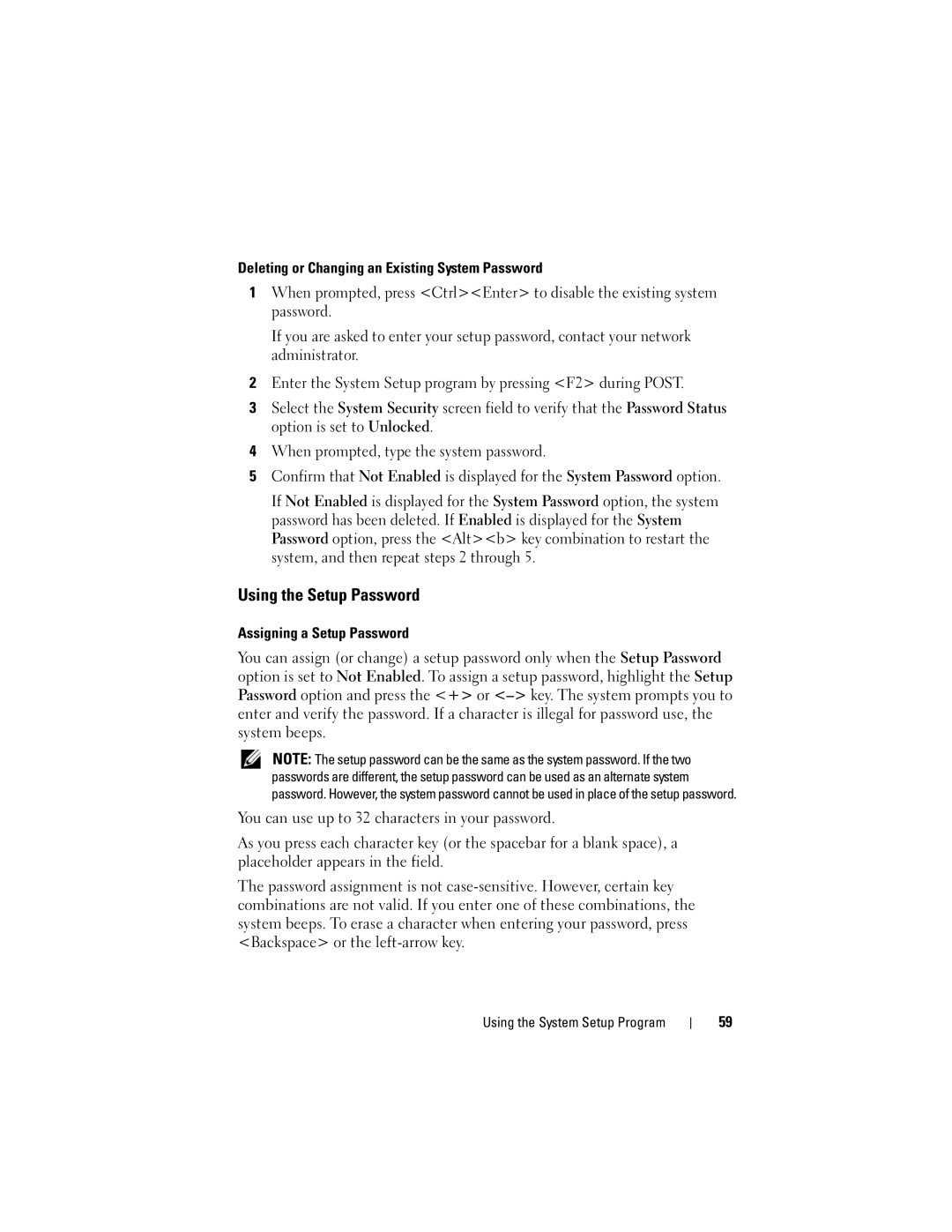 Dell DL2000 owner manual Using the Setup Password, Assigning a Setup Password 