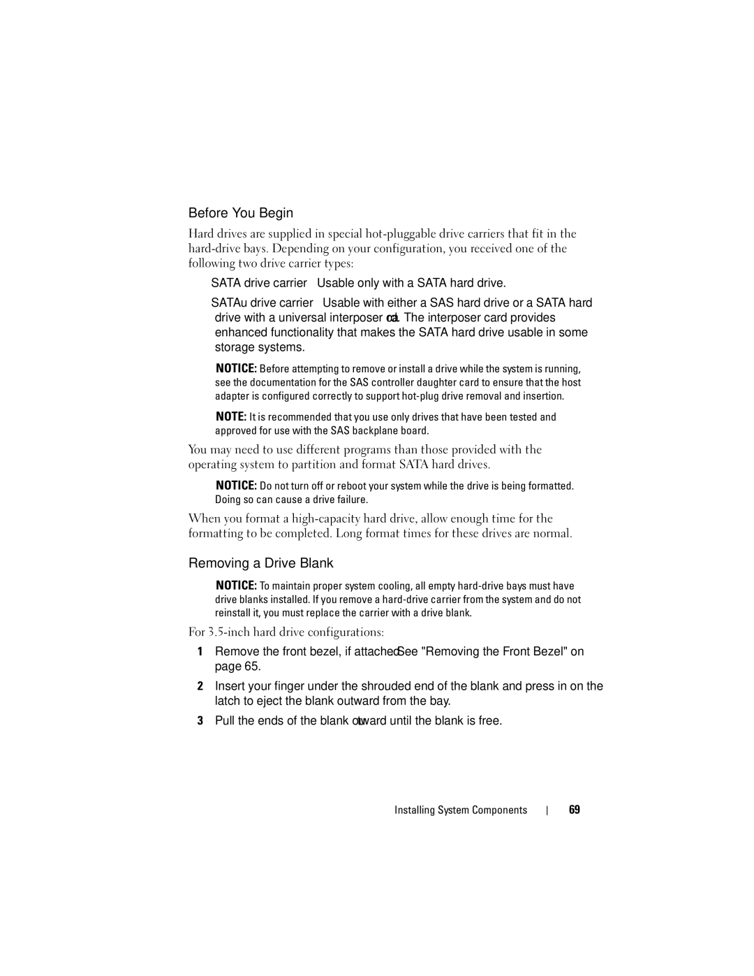 Dell DL2000 owner manual Before You Begin, Removing a Drive Blank 